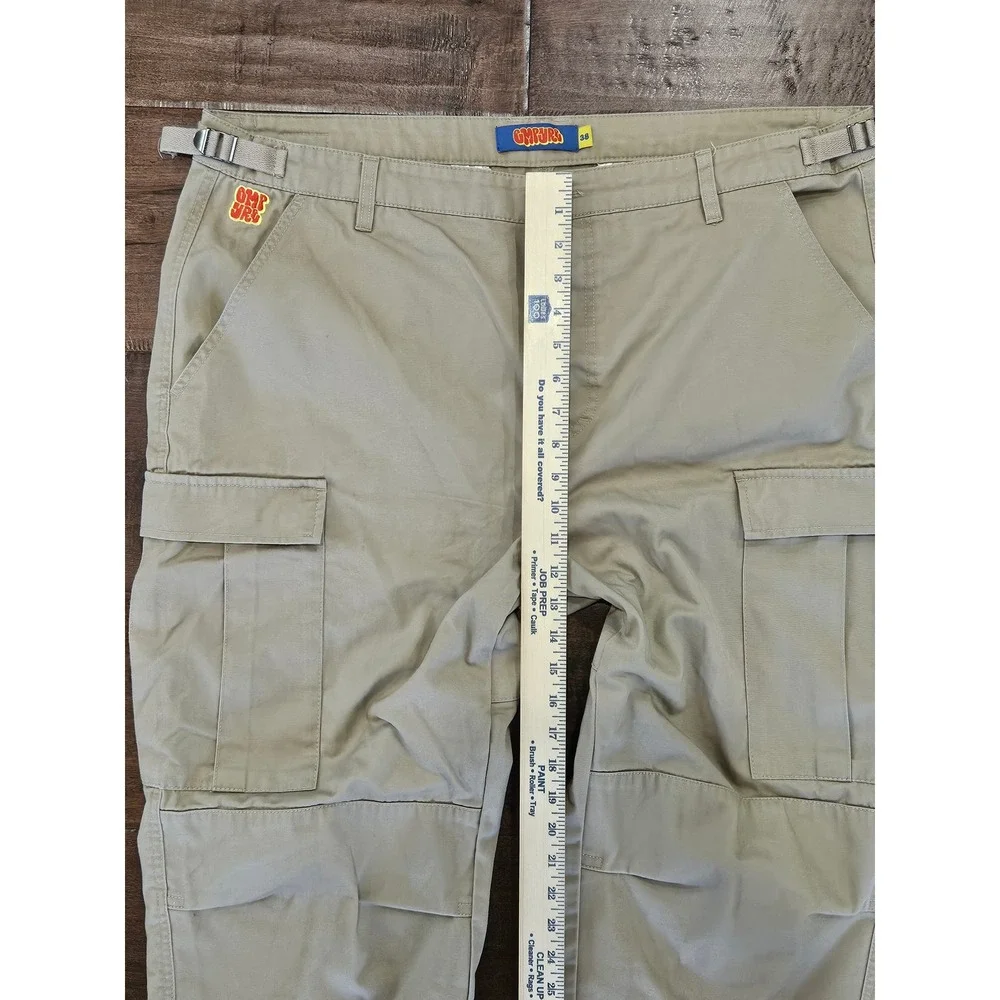 Empyre Mens‎ Khaki Cargo Pants Tan Skater Grunge Adjustable Waist Size 38